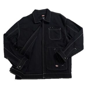 Dickies Black Zip-Front Work Jacket with Contrast Stitching